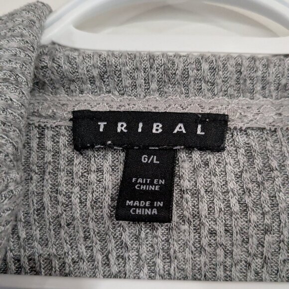 Tribal Cowl Neck Sweater Space Dye Grey Size Large - Picture 2 of 4